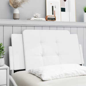 Cabeça de cama acolchoado branco couro sintético 100 cm D