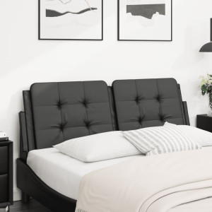 Cabeça de cama acolchoado couro sintético preto 140 cm D