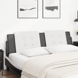 Cabecero de cama acolchado cuero sintético blanco negro 180 cm D