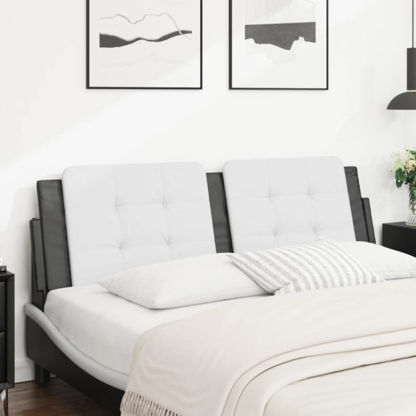 Cabecero de cama acolchado cuero sintético blanco negro 160 cm D