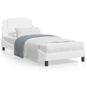 Estructura de cama con cabecero cuero sintético blanco 90x190cm D