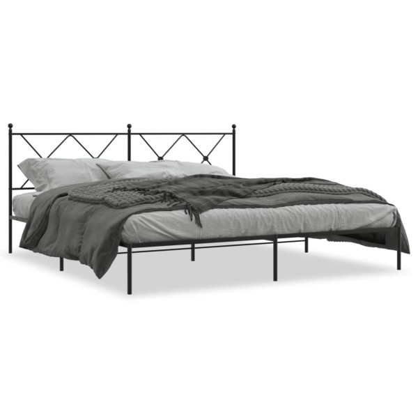 Estrutura de cama com cabeçote de metal preto 180x200 cm D