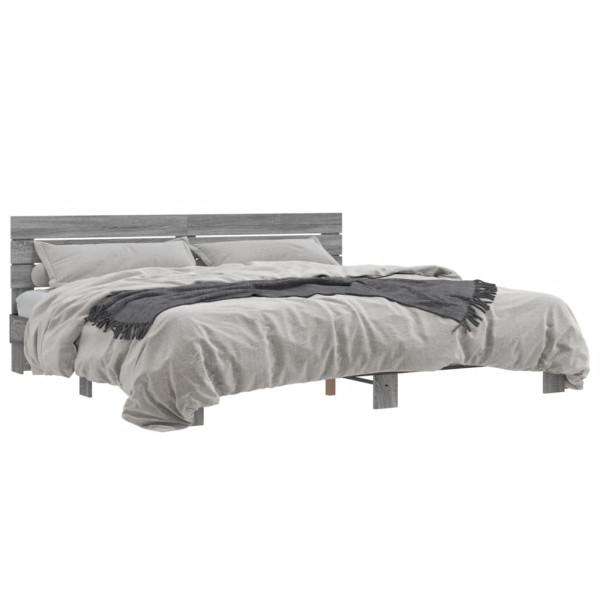 Estrutura de cama em madeira e metal cinza Sonoma 200x200 cm D