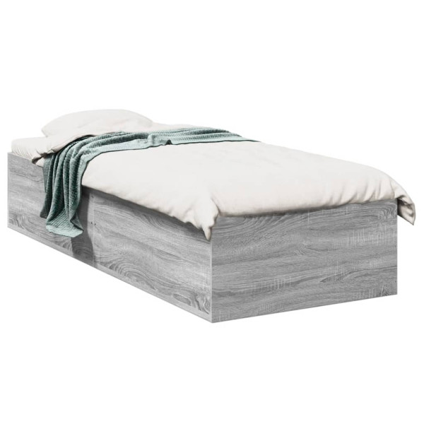 Estrutura de cama em madeira de engenharia cinza Sonoma 75x190 cm D