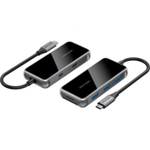 Docking usb tipo-c vention tfmhb/ 1xhdmi/ 3xusb/ 1xusb tipo-c pd/ 1xlector tarjetas sd y microsd/ gris D