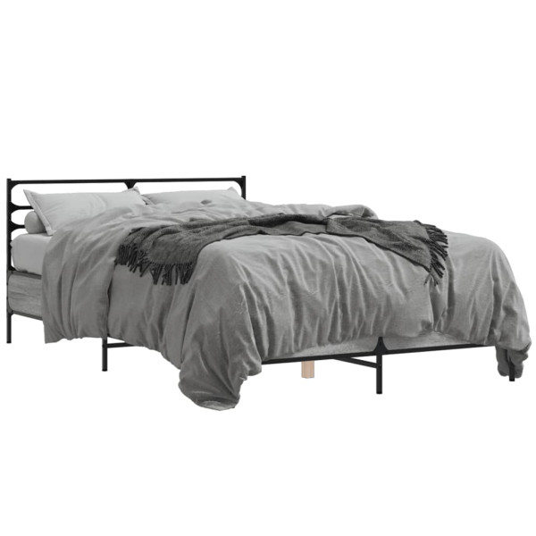 Estructura cama madera ingeniería metal gris Sonoma 120x190 cm D