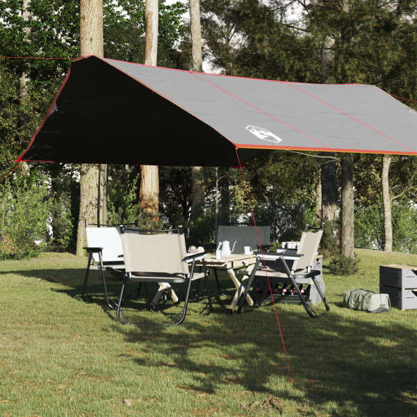 Lona de camping impermeável cinza e laranja 420x440 cm D