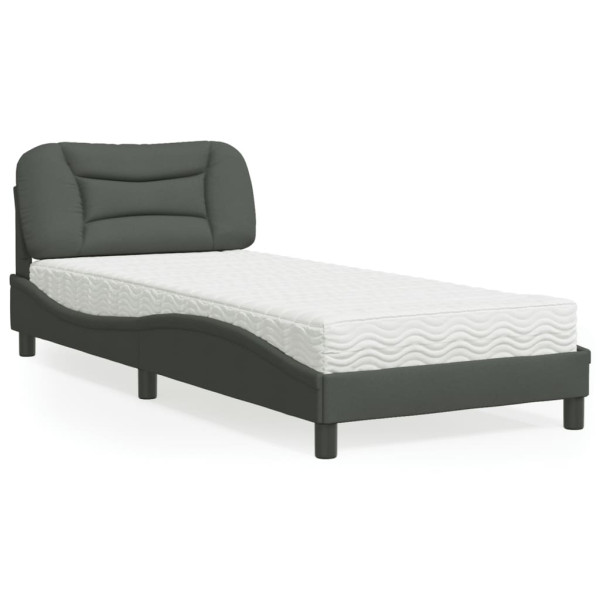 Cama con colchón tela gris oscuro 90x190 cm D