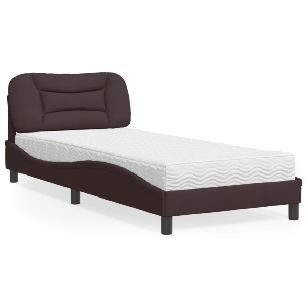 Cama con colchón tela marrón oscuro 90x190 cm D