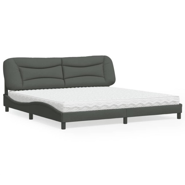 Cama com colchão tecido cinza escuro 200x200 cm D