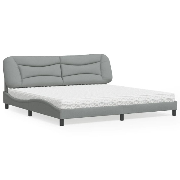 Cama com colchão de tecido cinza claro 200x200 cm D