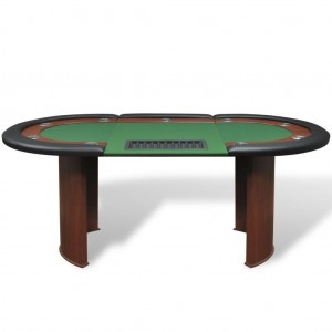 Mesa poker 10 jogadores c/ área crupiê e tabuleiro fichas verde H