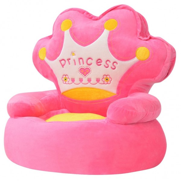 Cadeira de pelúcia infantil princesa rosa D