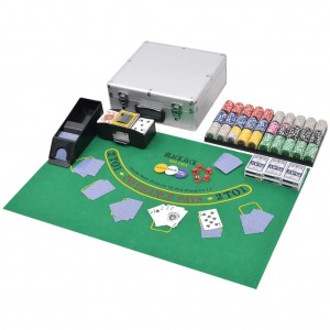 Juego combinado póker/blackjack con 600 fichas láser aluminio D
