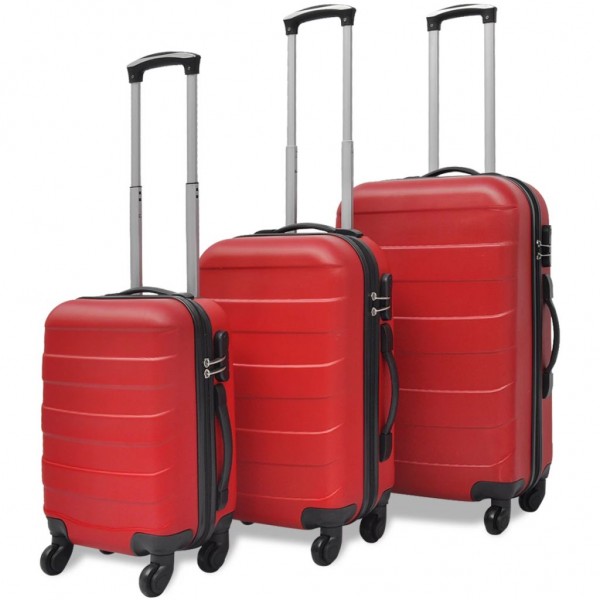 Set Trolley maleta rígida três de vocês. Vermelho D