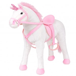 Unicornio de peluche de pie blanco y rosa XXL D
