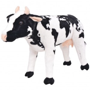Vaca de peluche de pie negra y blanca XXL D