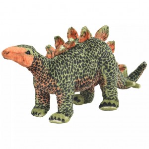Dinosaurio Stegosaurus de peluche de pie verde y naranja XXL D
