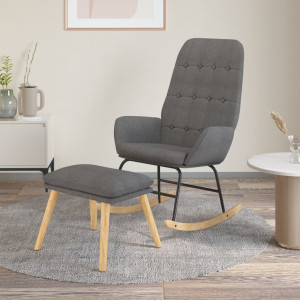 Sillón mecedora con taburete tela gris claro D