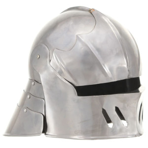 Réplica de casco de caballero medieval antiguo LARP acero plata D