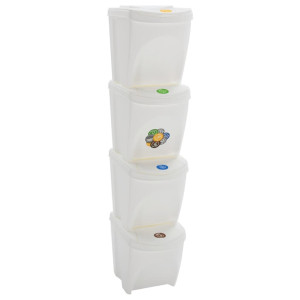 Cubos de basura apilables 4 uds polipropileno blanco 100 L D