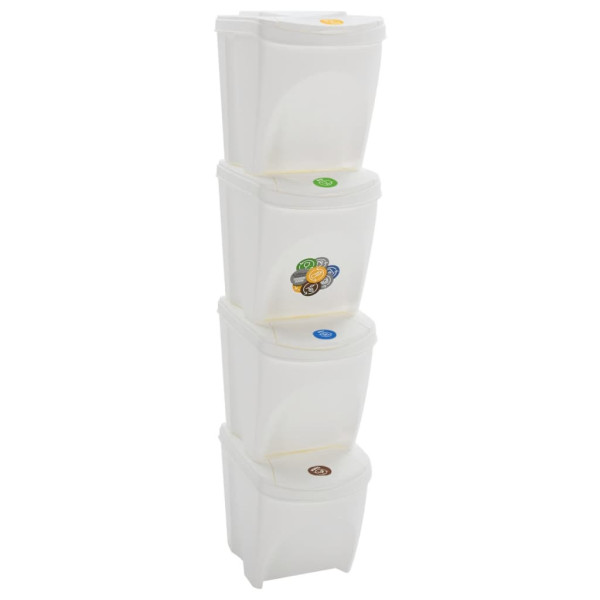 Cubos de basura apilables 4 uds polipropileno blanco 100 L D