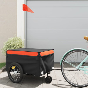 Reboque de bicicleta em ferro preto e laranja 45 kg D