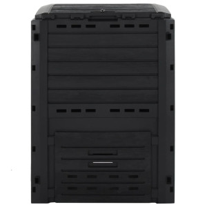 Caixote de compostagem para jardim 280 L polipropileno preto H