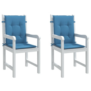 Cojines silla respaldo bajo 2 ud tela azul melange 100x50x4 cm D