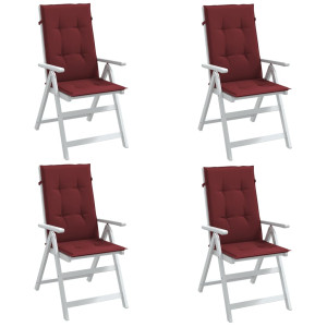 Cojines para silla respaldo alto 4 uds tela rojo tinto melange D