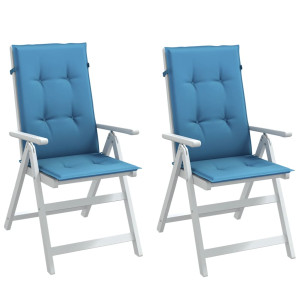 Cojines silla respaldo alto 2 uds tela azul melange 120x50x4 cm D