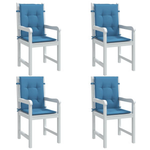 Cojines silla respaldo bajo 4 ud tela azul melange 100x50x4 cm D