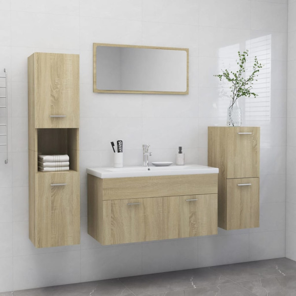 Kit de mobiliário de banheiro madeira de engenharia de carvalho Sonoma D