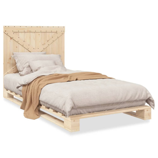 Estrutura de cama com cabeceira em madeira maciça de pinho 100x200 cm D