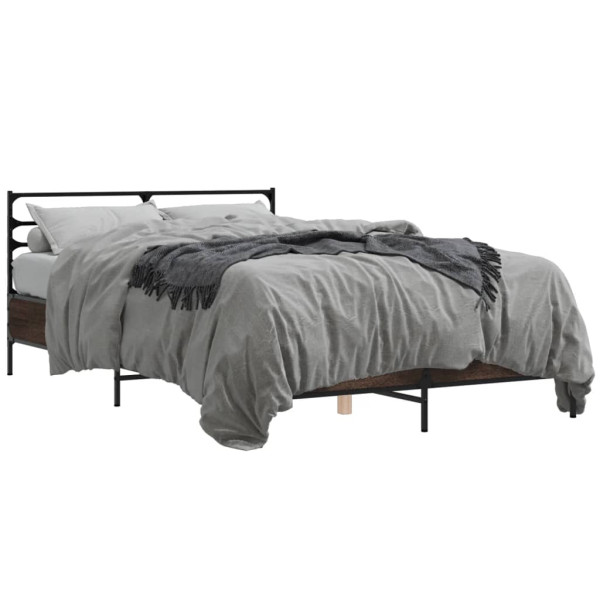 Estrutura de cama em madeira carvalho metal castanho 120x190 cm D