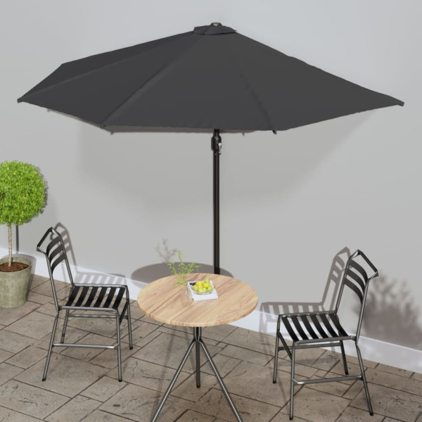 Um guarda-chuva de balcão semicircular palha de alumínio cinza 300x155 cm D