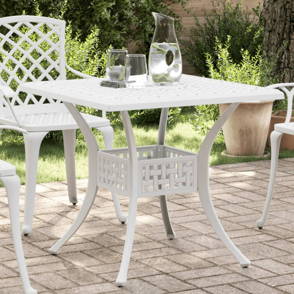 Mesa de jardim em alumínio fundido branco 80x80x75 cm D