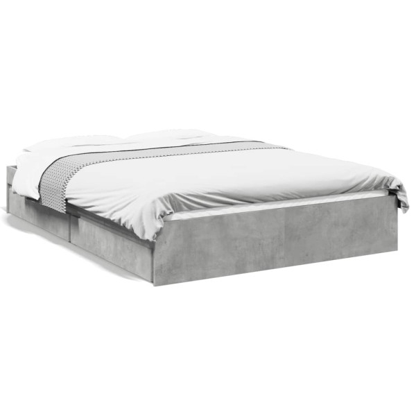 Cama con cajones madera ingeniería gris hormigón 135x190 cm D