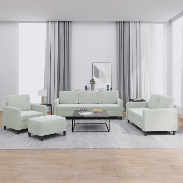 Conjunto de sofás de 4 peças em veludo cinza claro D