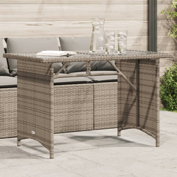 Superfície de vidro para mesa de jardim PE rattan cinza 110x68x70 cm D