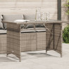 Mesa de jardín superficie de vidrio ratán PE gris 110x68x70 cm 1