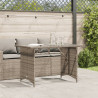 Mesa de jardín superficie de vidrio ratán PE gris 110x68x70 cm 3