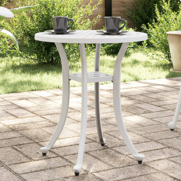 Mesa de jardim de alumínio fundido branco Ø48x53 cm D