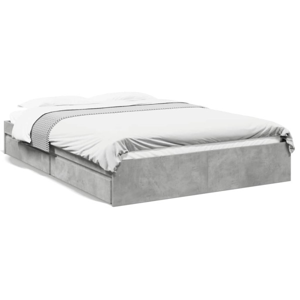 Cama con cajones madera ingeniería gris hormigón 150x200 cm Cama con cajones madera ingeniería gris hormigón 150x200 cm D