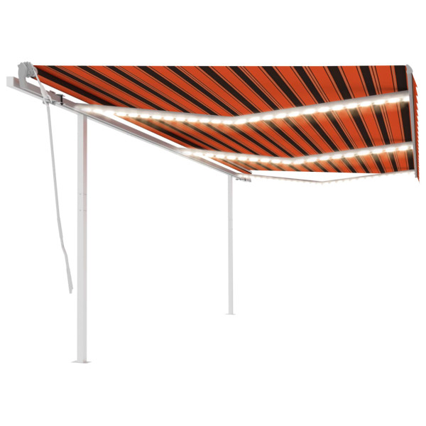 Toldo manual retráctil con LED naranja y marrón 6x3.5 m D