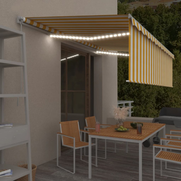 Manual Retrátil Toldo cego e LED amarelo e branco 5x3 m D