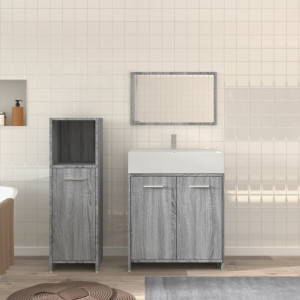 Set de muebles de baño 3 pzas madera contrachapada gris sonoma D