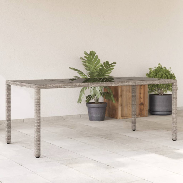 Superfície de vidro para mesa de jardim PE rattan cinza 190x90x75 cm D