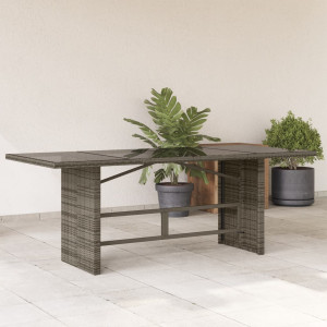 Mesa de jardín superficie de vidrio ratán PE gris 190x80x75 cm D