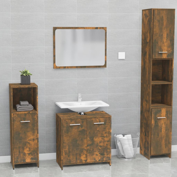 Set de muebles de baño madera contrachapada color roble ahumado D